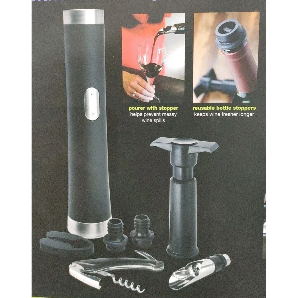 Cordless 7Pc Wine Accessory Gift Set PLATINUM Collection By Shift3